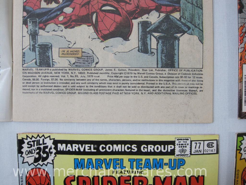 Six Marvel Team-Up Featuring: Spider-Man Comics, Issues No. 75-79, Nov-Mar 1978-79, No. 83, July