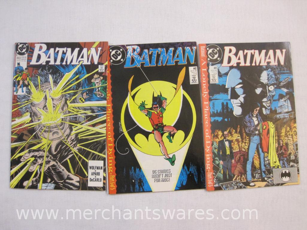 Thirteen DC Batman Comic Books Nos. 369-372, 423, 434-436, 440-443, and Batman A Death in the Family