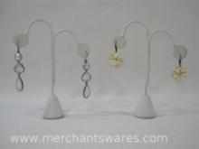 Two Pairs of Silver Earrings with Mother of Pearl Accents