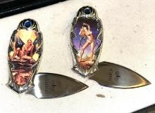 Knightstone Collection Franklin Mint Fantasy Knives with Sexy Female March & Sept Birthstones