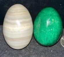 Natural Banded Agate and Emerald Quartz Eggs