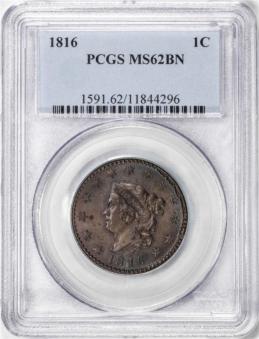 1816 Coronet Head Large Cent Coin PCGS MS62BN