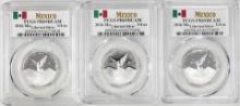 Lot of (3) 2016-Mo Mexico Proof 1/4 oz Silver Libertad Coins PCGS PR69DCAM