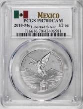 2018-Mo Mexico Proof 1/2 oz Silver Libertad Coin PCGS PR70DCAM