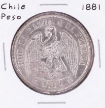1881 Chile Un Peso Silver Coin