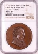 1833 Germany Bronze Christian W. Hufeland Brandt 42mm Medal NGC MS65BN