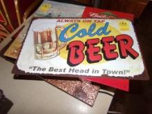 Cold Beer Always on Tap Tin Sign