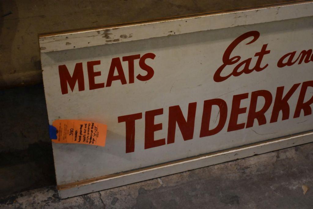 WOODEN HAND PAINTED MEATS EAT AND ENJOY GROCERIES