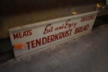 WOODEN HAND PAINTED MEATS EAT AND ENJOY GROCERIES
