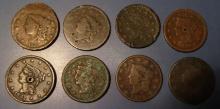 LOT OF EIGHT MISC. CULL/LOW GRADE LARGE CENTS (8 COINS)