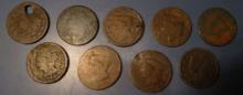 LOT OF NINE MISC. CULL/LOW GRADE LARGE CENTS (9 COINS)