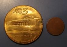 LOT OF 1969 MINT SOUVENIER COIN & BLANK CENT PLANCHET (2 PIECES)