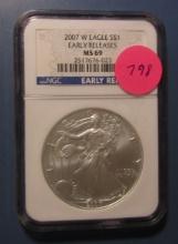 2007-W AMERICAN SILVER EAGLE NGC MS-69