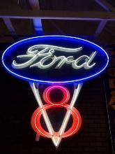 Ford V8 Neon Dealership Sign - Custom