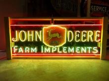 John Deere Farm Implements Neon Porc. Sign