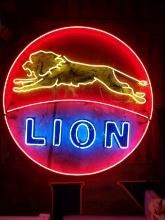 Lion Gas Neon Station Sign - Porcelain