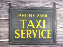 Early Wooden Taxi Service Sign