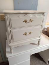 TWO DRAWER BEDSIDE TABLE VINTAGE FRENCH PROVINCIAL STYLE