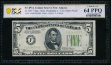 1934 $5 Atlanta FRN PCGS 64PPQ
