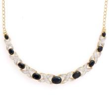 Plated 18KT Yellow Gold 6.18ctw Black Sapphire and Diamond Pendant with Chain