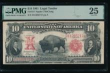 1901 $10 Bison Legal Tender Note PMG 25