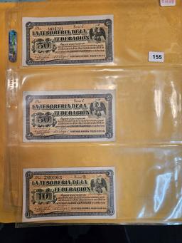 Three 1914 La Tesoreria De la Federacion (Mexico) 10 and 50 centavos