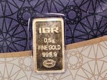 GOLD! IGR one-half gram .9999 fine gold bar