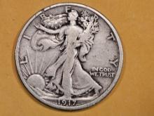 1917-D Reverse mintmark Walking Liberty Half Dollar