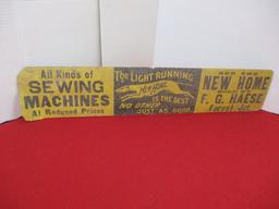 Original Early New Home Sewing Machine Advertising Sign