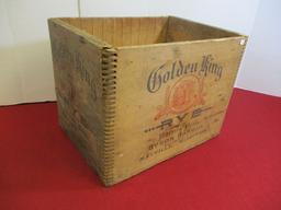 *LOCAL ITEM-Golden king Rye Whiskey Mayville, WI Dovetailed Advertising Box