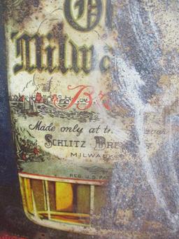 *SPECIAL ITEM-Schlitz Brewery Early Old Milwaukee Brew Tin Advertising Sign