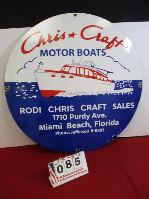 Chris Craft Motorboats Porcelain Advertising Sign