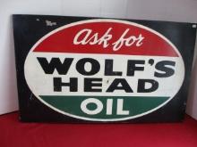 Wolf's Head Oil Painted Advertising Sign