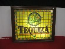 Tequiza Faux Stained Glass Faced Lightup Advertising Sign