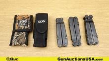 SOG Power Lok Multi Tools. Very Good. Lot of 3; Multi Tools, Two with Sheaths. . (69987)
