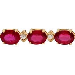 14k Rose Gold 27.99ct Ruby 0.58ct Diamond Bracelet