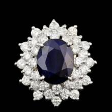 14K White Gold 4.20ct Sapphire and 2.04ct Diamond Ring