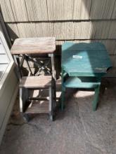 2 WOODEN STEP STOOLS