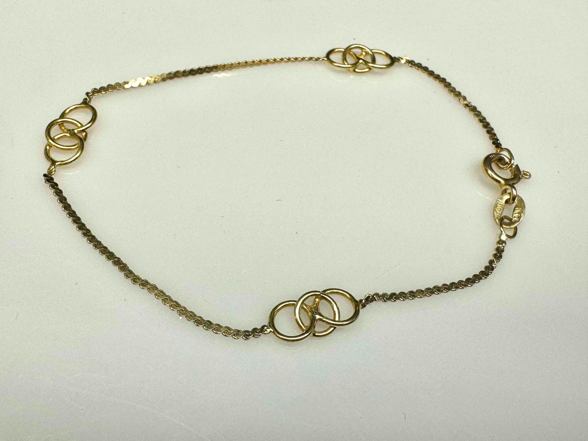 Italy 14k Gold Fine Chain Bracelet 2g