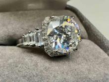 Fancy Moissanite Diamond Ring sz7.5 with GRA Certificate