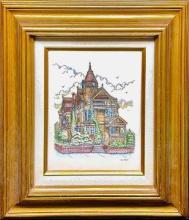Vintage Gil McCue Lithograph Framed Ginger House Framed Artwork 15x18