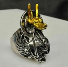 Unique Egyptian Alien H.R. Giger Style Ring Size 9