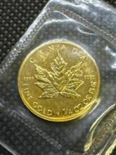 1/4 Oz 9999 Fine Gold Canada Maple Leaf Bullion Coin