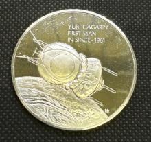 History Of Flight Yuri Gagarin 1st Man In Space 1961 Sterling Silver Coin 1.30 Oz