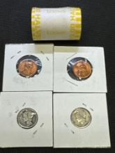 US Coins Mercury Dimes Wheat Pennys Roll Of Kennedy halfs