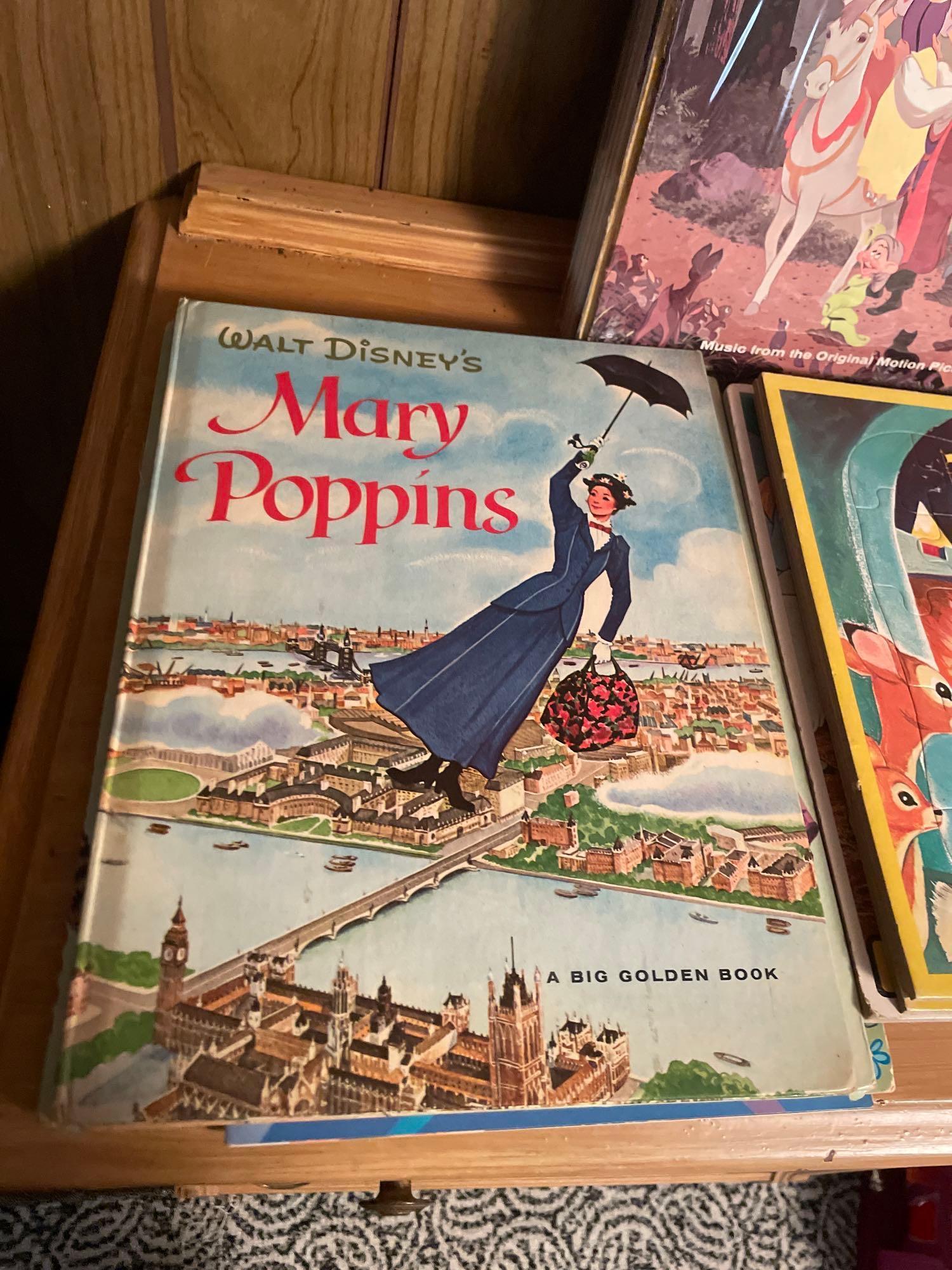 Vtg Disney Records, Puzzles and Books