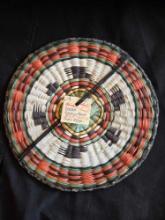 Native made hand-woven flat basket/plate,