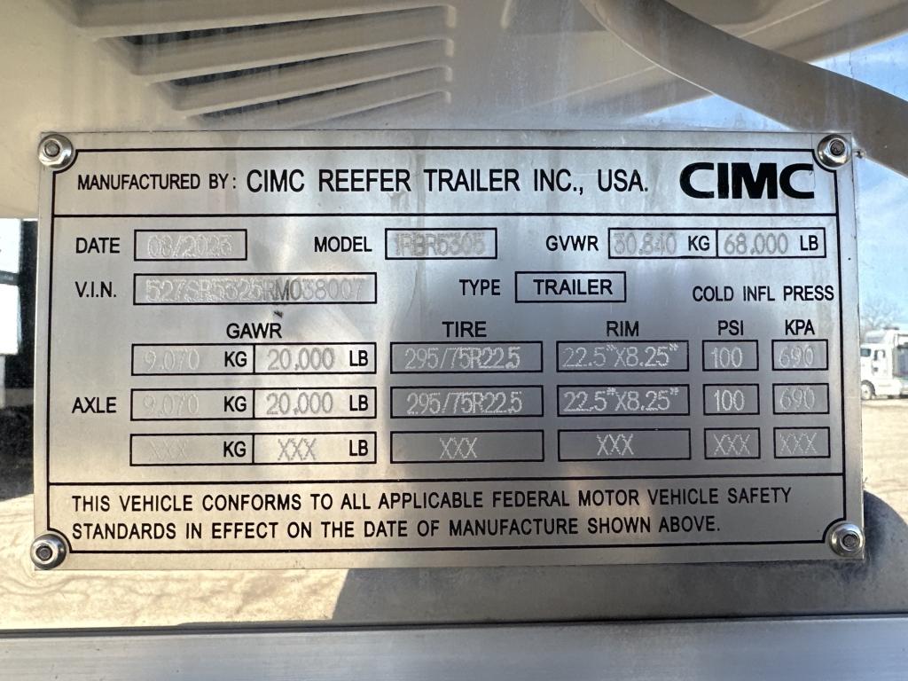 2024 Cimc 53’ Reefer Trailer