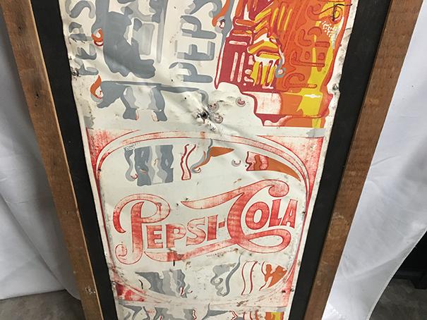 24 1/2  x 75 in. (Sign 17 1/2 in x 69 in. ) Vintage Framed Pepsi Cola Sign