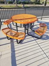 Orange rubber coated out door round bench 46" Diameter